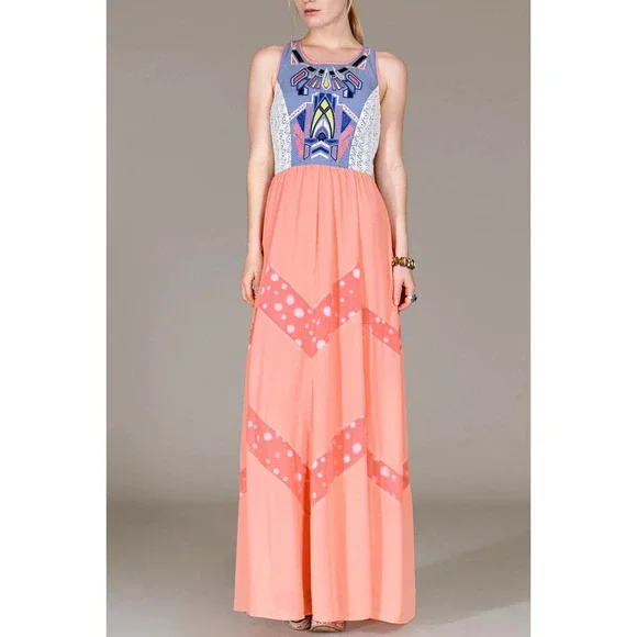 chinese dress ladies Sara Fitz Strawberry Maxi Dress With Pockets